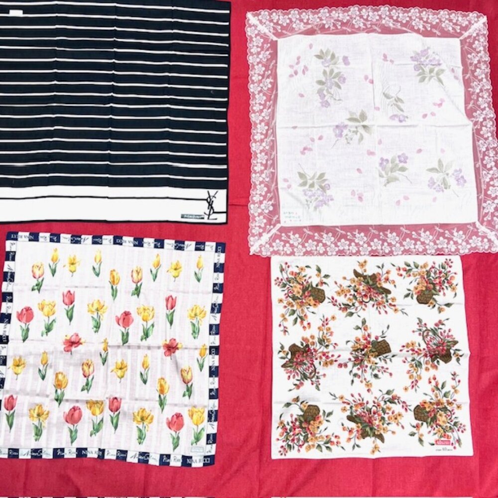 BUNDLE 4:  YSL--NINA RICCI-JP  -A.O. AtsukiScarf/Handker Cotton/Silk 25" 19"(88 - Picture 11 of 16